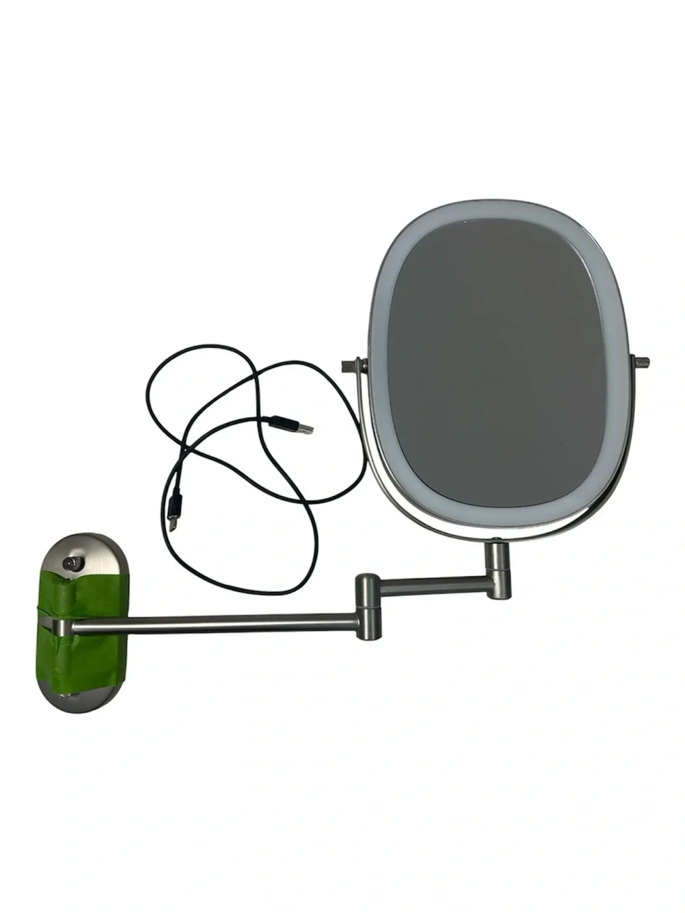 Wall-Mounted Lighted Magnified Makeup Mirror with USB Charging Cord